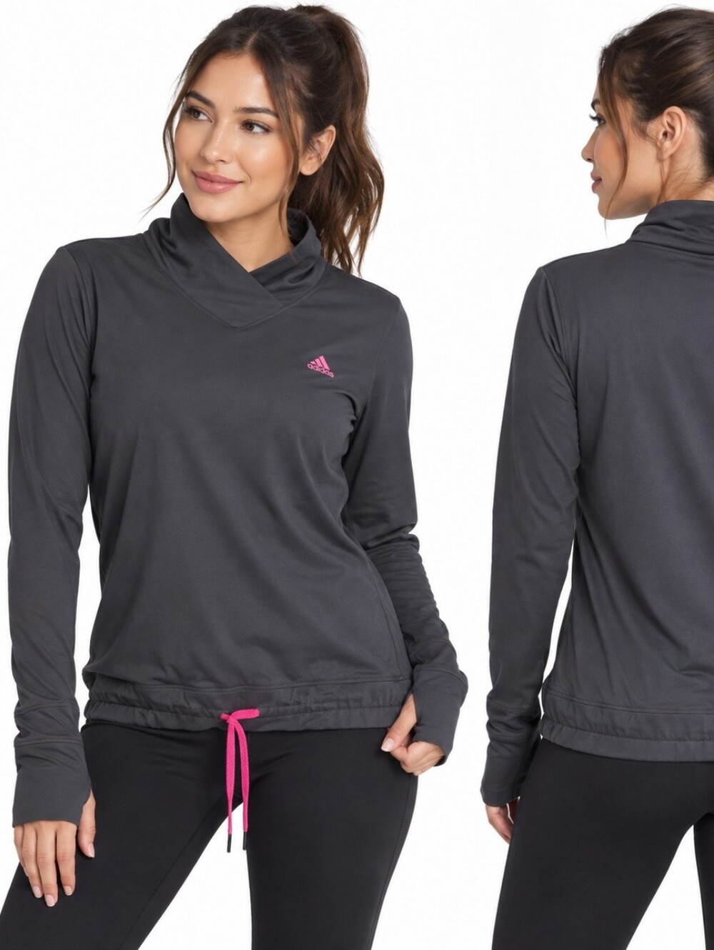 Adidas Women’s Size XL Gray Cowl Neck Long Sleeve Athletic Pullover